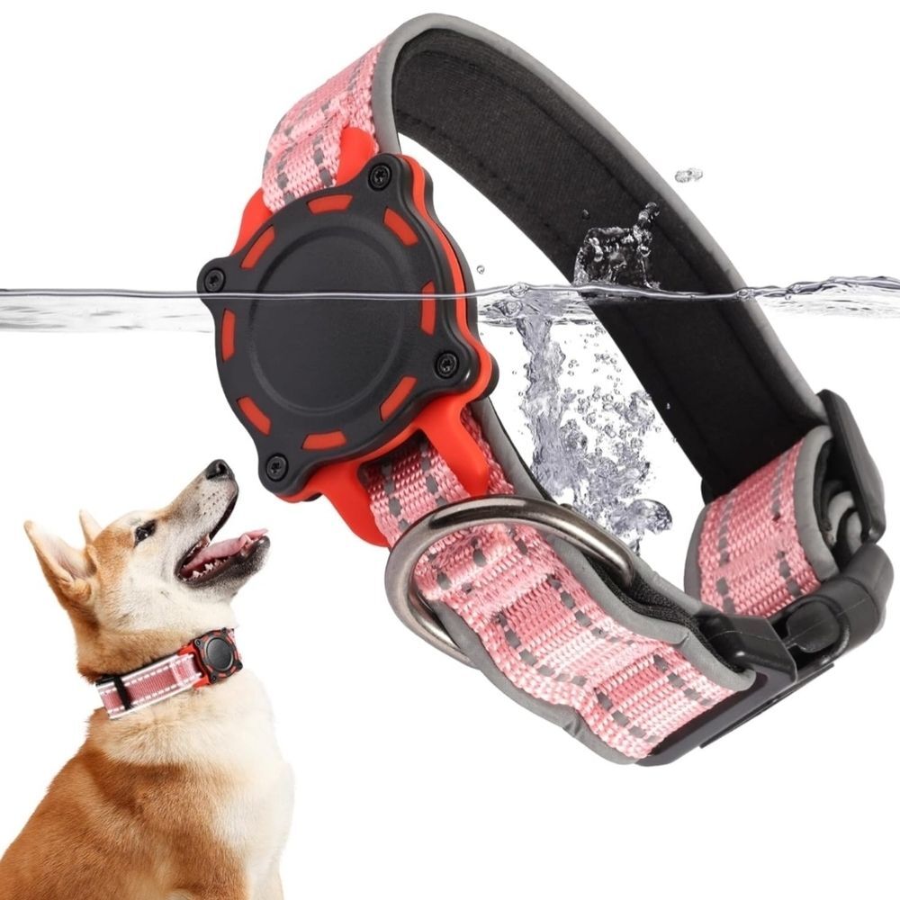 Vigdit NWOT Pink Airtag Waterproof Reflective Dog Collar Size Small